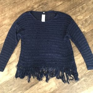 Navy Shirt with Tassles